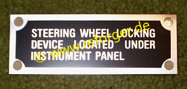 Data Plate HMMWV M998 Steering Wheel Locking