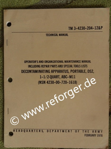 Manual U.S. Army Decontaminating Apparatus DS-2