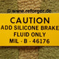 SILICONE BRAKE FLUID ONLY M-Serie HMMWV M998 Aufkleber
