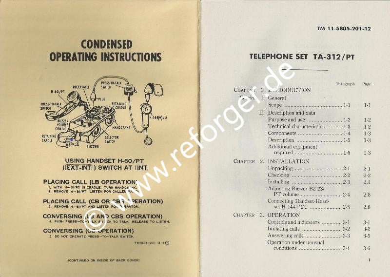 Manual U.S. Army Telephone TM 11-5805-201-12