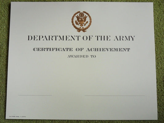 Militär Urkunde Certificate of Achievement