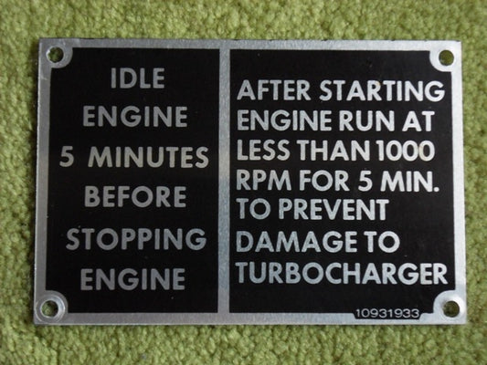Reo M35 Data Plate Idle Engine