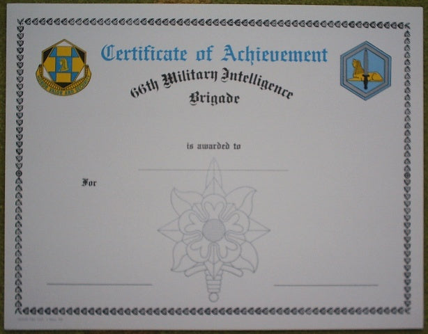 66th Military Intelligence Brigade Anerkennung Urkunde