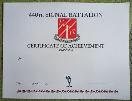 Urkunde Certificate 440th Signal Battalion Neu US Army