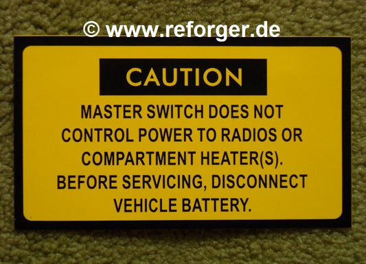 Militärfahrzeug Aufkleber Master Switch Does Not Control