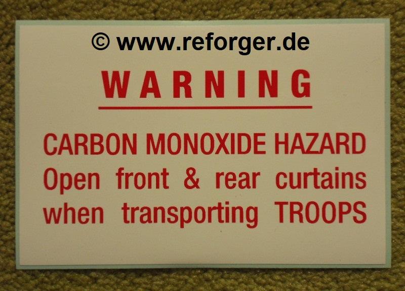 M998 Warning Notice Carbon Monoxide