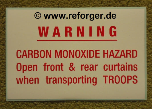 M998 Warning Notice Carbon Monoxide