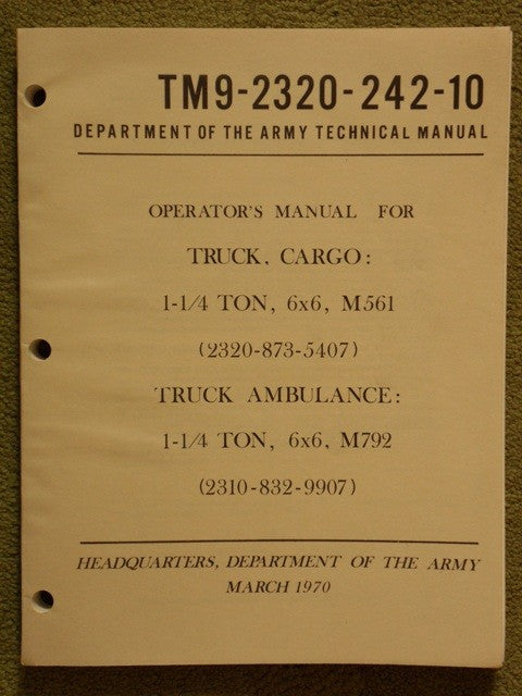 Operator's Manual, Gama Goat M561