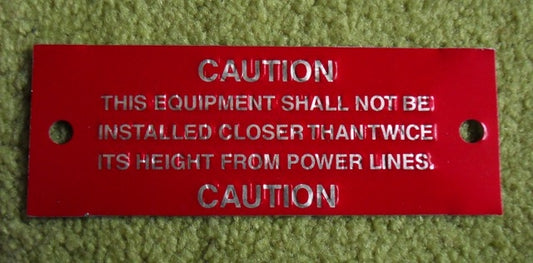 Hinweisschild Army Antenna Caution Instruction Plate