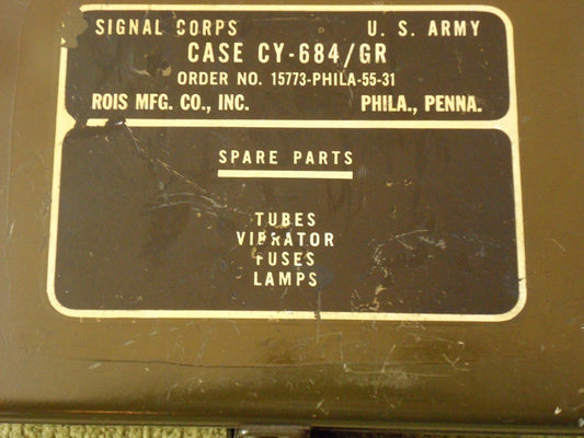 US Signal Corps, CY-684/GR Parts Box