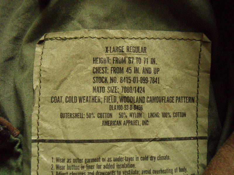 US M65 Feldjacket Woodland Camouflage XL