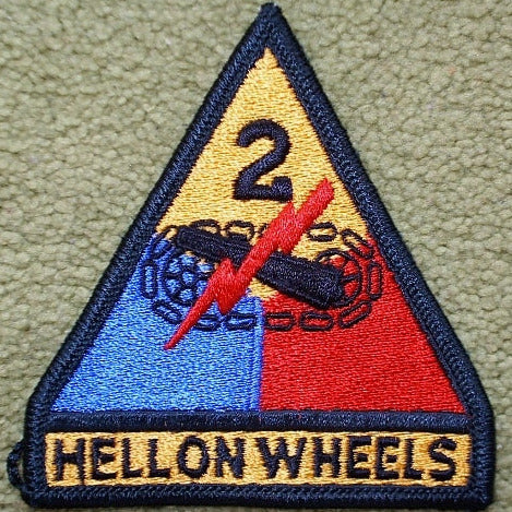 2nd armored division triangle patch with slogan hell on wheels