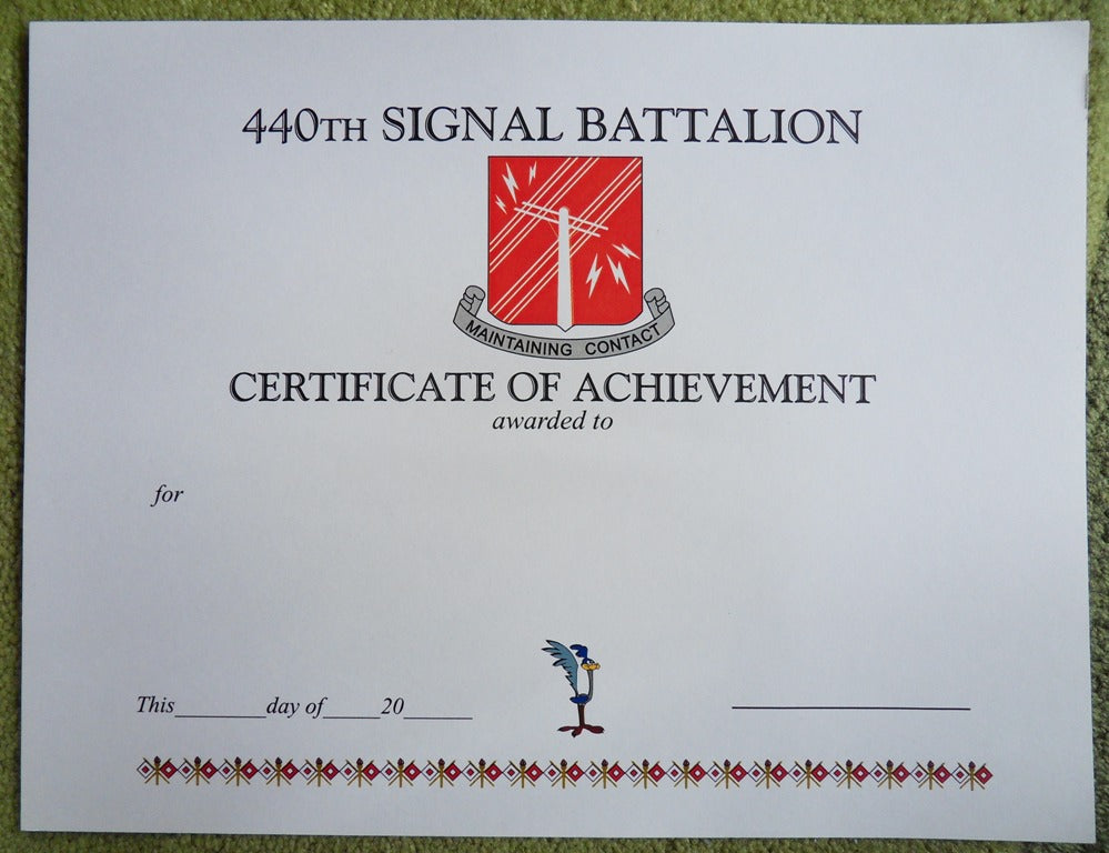 Urkunde Certificate 440th Signal Battalion Neu US Army