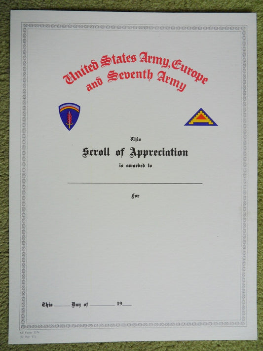 Urkunde US Militär 7th Army